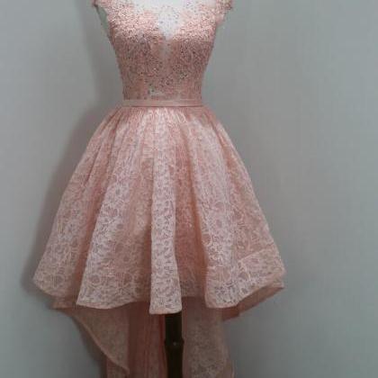 Homecoming Dress Pink Prom Dress Gown High Low..