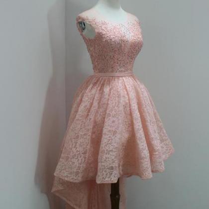 Homecoming Dress Pink Prom Dress Gown High Low..