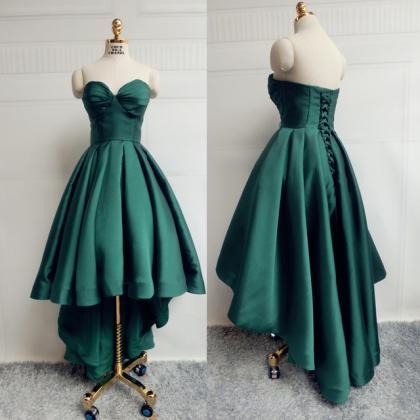 Dark Green Homecoming Dress,high Low Prom..