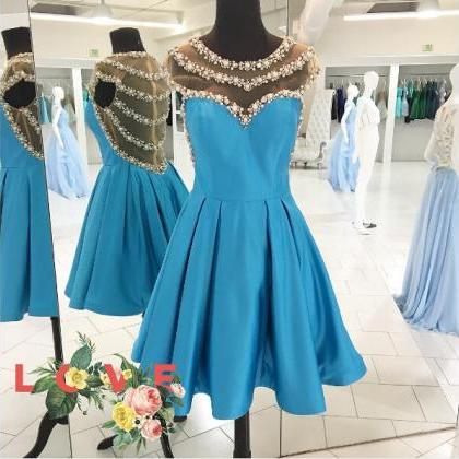 Blue Homecoming Dress,short Prom Dress,prom Dress..