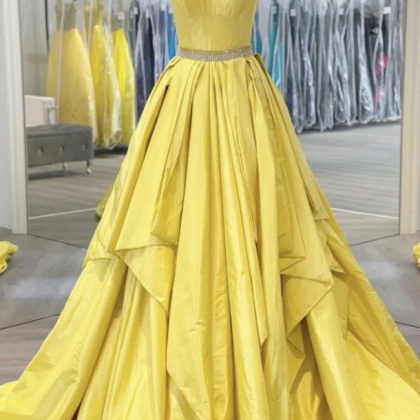 Yellow Prom Dress, Prom Dress Long, Taffeta Prom..