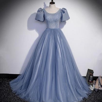 Women Princess Dusty Blue Prom Dres..