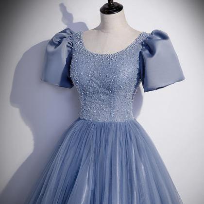 Women Princess Dusty Blue Prom Dres..