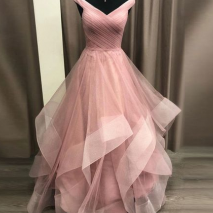Pink Princess Tulle Prom Dress 2023 Elegant Formal..