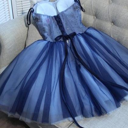 Dusty Blue Homecoming Dress Prom Dress Short..