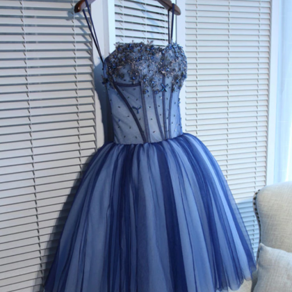Dusty Blue Homecoming Dress Prom Dress Short..