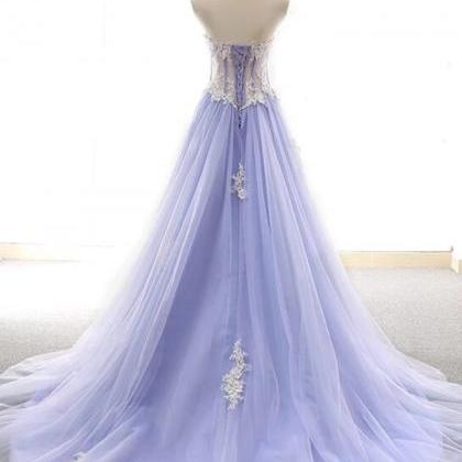 Light Blue Princess Tulle Prom Dress With..