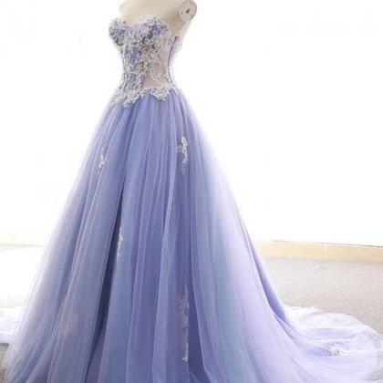 Light Blue Princess Tulle Prom Dress With..