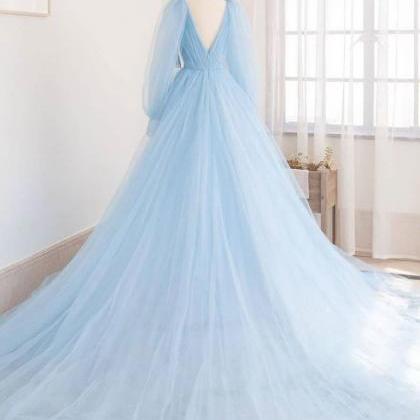 Fairy Light Bluetulle Princess Prom Dress Long..
