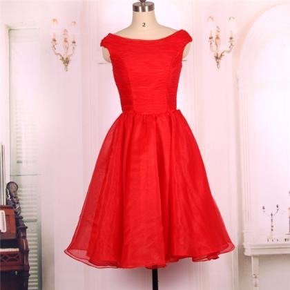 2016 A Line Ball Gown Organza Short Red Prom..