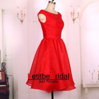 2016 A Line Ball Gown Organza Short Red Prom..