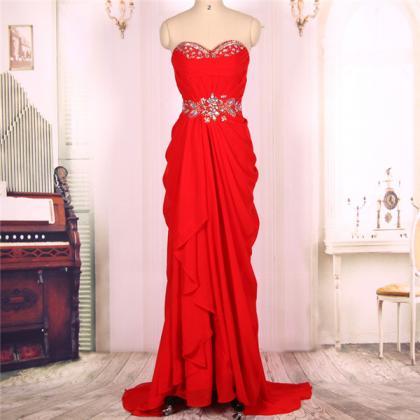 Long Sweetheart Red Mermaid Prom Dresses Gowns..