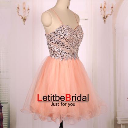Ball Gown Sweetheart Heavy Beaded Tulle Coral..