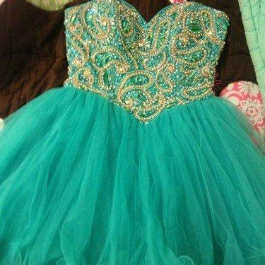 2016 Ball Gown Sweetheart Beaded Tulle Short..