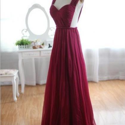 A Line Wine Red Open Back Sexy Prom Dresses Gowns..