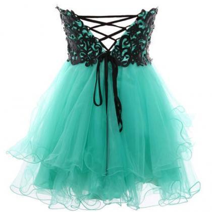 2016 Ball Gown Sweetheart Tulle Short Turquoise..