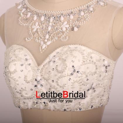 Custom A Line Beaded Long Ivory 2 Two Pieces Prom..