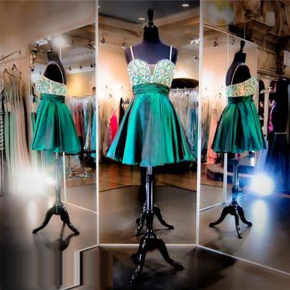 Green Prom Dress,prom Dress With Spaghetti..