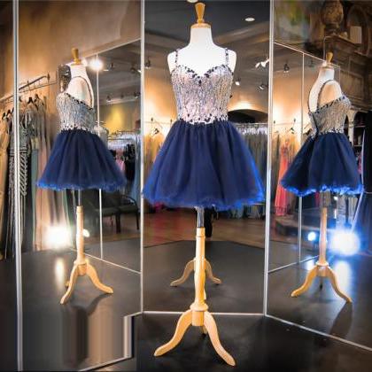 Navy Blue Prom Dress,short Prom Dress,prom Dress..