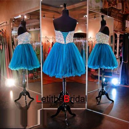 Blue Prom Dress,short Prom Dress,sparkle Prom..