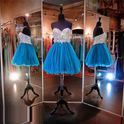 Blue Prom Dress,short Prom Dress,sparkle Prom..