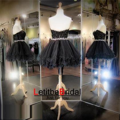 Black Prom Dress,Short Prom Dress,L..