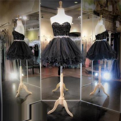 Black Prom Dress,Short Prom Dress,L..