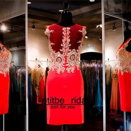 Red Prom Dress,short Prom Dress,lace Prom Dress,..