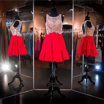 Red Prom Dress,beaded Prom Dress,short Prom Dress,..