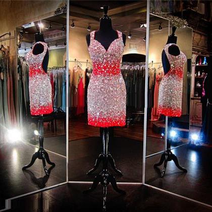 Sparkle Prom Dress, Bling Bling Prom Dress,red..