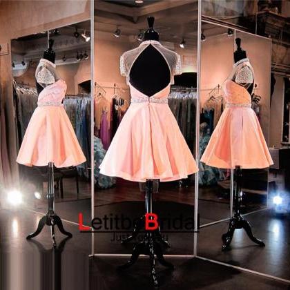 Coral Prom Dress,prom Dress With Short..