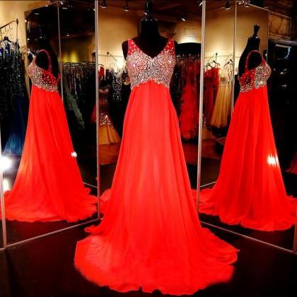 Red Prom Dress,formal Dress,prom Dress V Neck,..