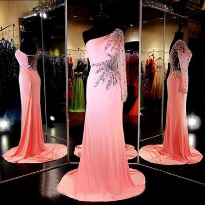 Pink Prom Dress, Mermaid Prom Dress,prom Dress One..