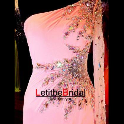 Pink Prom Dress, Mermaid Prom Dress,prom Dress One..