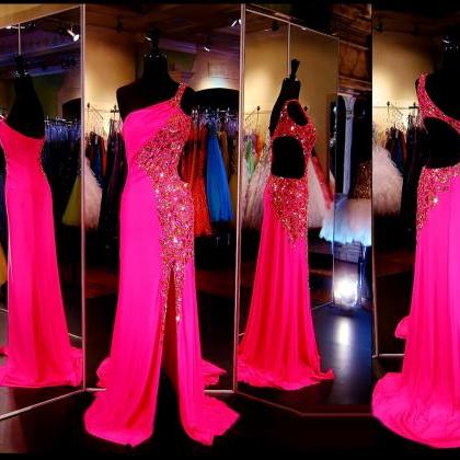 Pink Prom Dress, Prom Dress With Split,prom Dress..