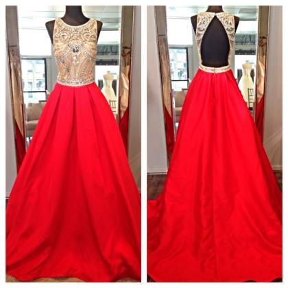 Prom Dresses, Prom Gown, Prom Dress Open Back, Red..