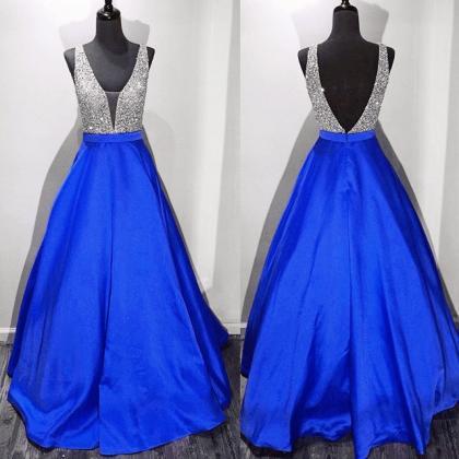Prom Dresses,prom Gown,royal Blue Prom Dress, Open..