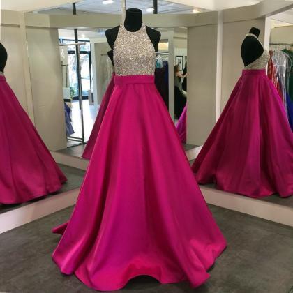 Prom Dresses,prom Gown, Pink Prom Dress,halter..