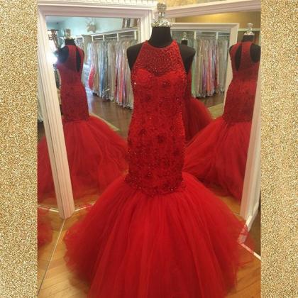 Red Prom Dress,prom Gown,mermaid Prom Dress,heavy..