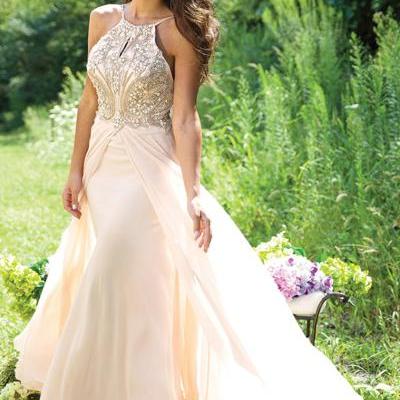 Custom Cheap A line Beaded Spaghetti Straps Sexy Backless Long Pink Prom Dresses Gowns 2016, Formal Evening Dresses Gowns, Homecoming Graduation Cocktail Party Dresses, Holiday Dresses, Plus size