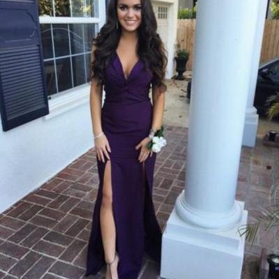 Purple Prom Dresses, Prom Dress 2017, Long Sexy Prom Dresses, Sexy Evening Dress, Purple Evening Dress, Prom gown, Evening Gown
