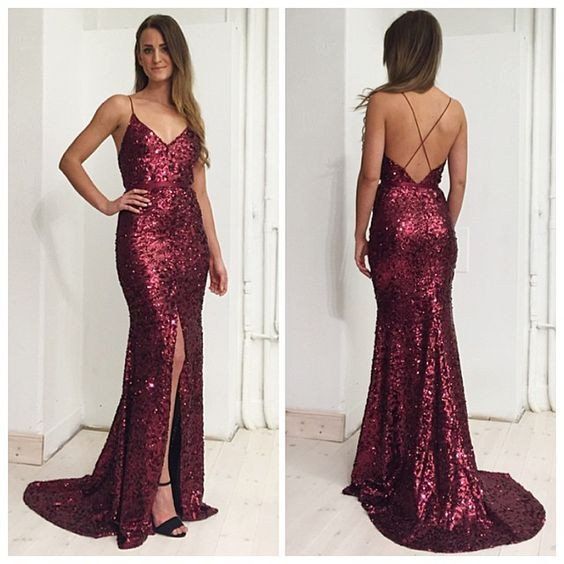 Sequins Prom Dress Long Mermaid Burgundy Gown Evening Sequins Prom Dress Long Mermaid Burgundy Gown Evening Formal