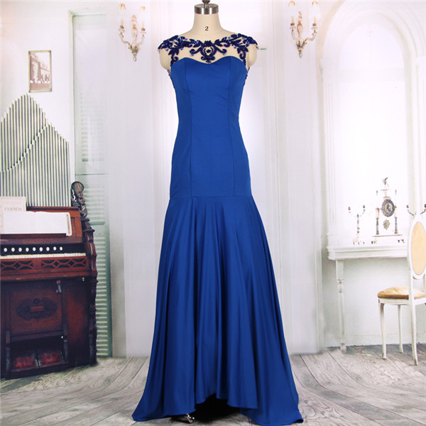 2016 Sexy Backless Beaded Royal Blue Silk Long Mermaid Prom Dresses Gowns, Formal Evening Dresses Gowns, Homecoming Graduation Party Dresses