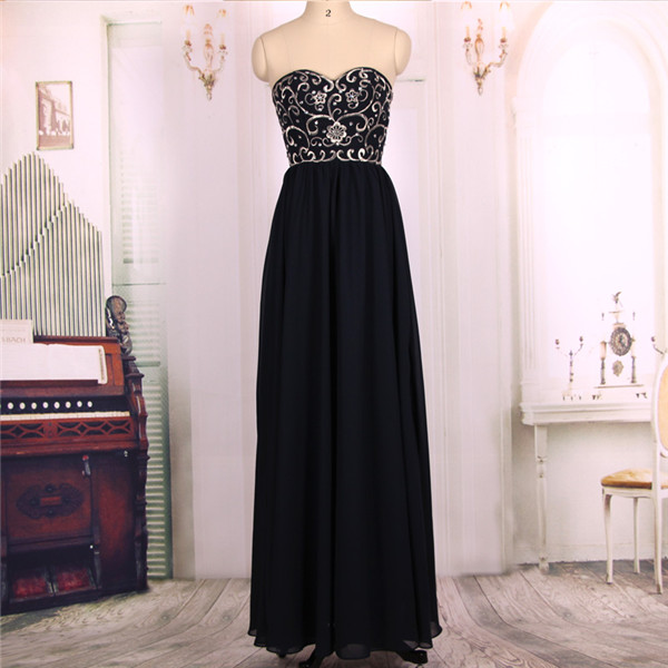 2016 Sweetheart Embroideried Bodice Dark Navy Long Prom Dresses Gowns, Formal Evening Dresses Gowns, Homecoming Graduation Cocktail Party