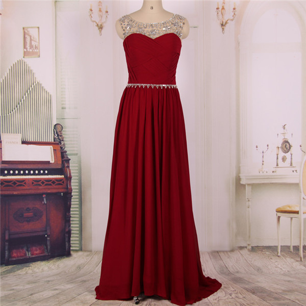 Beaded Long Chiffon Wine Red Burgundy Prom Dresses Gowns 2016,formal Evening Dresses Gowns, Homecoming Graduation Cocktail Party Dresses Custom