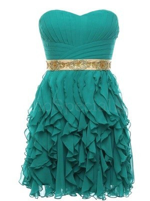 Ball Gown Sweetheart Chiffon Short Green Prom Dresses Gowns 2016, Formal Evening Dresses Gowns, Homecoming Graduation Cocktail Party