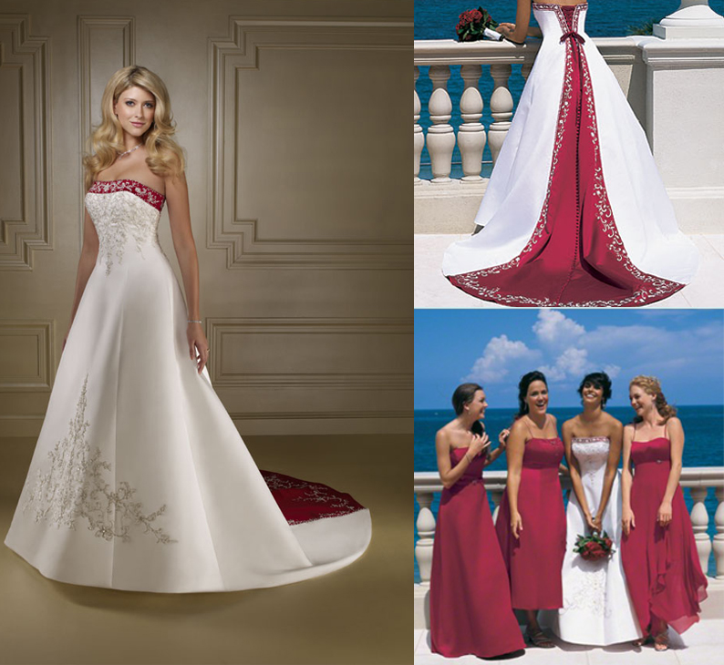 wedding dress with burgundy