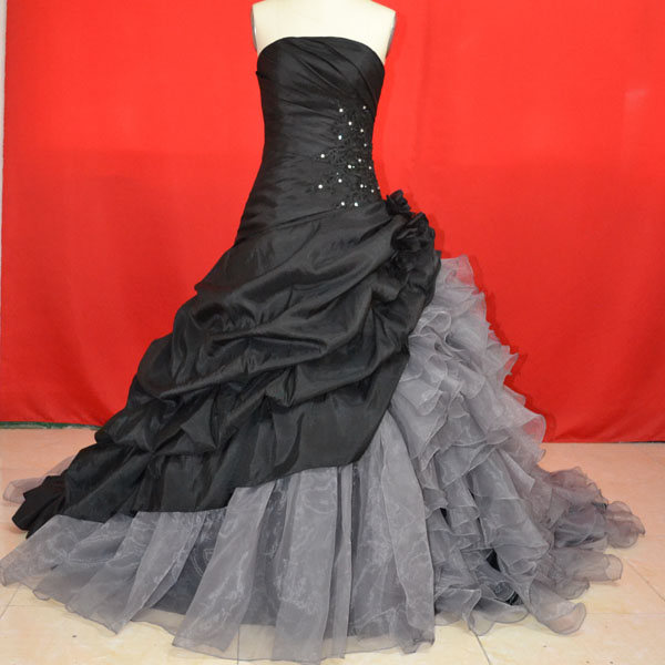 Custom Ball Gown Strapless Long Black Silver Prom Dresses Gowns 2016,formal Evening Dresses Gowns, Homecoming Graduation Cocktail Party Dresses,