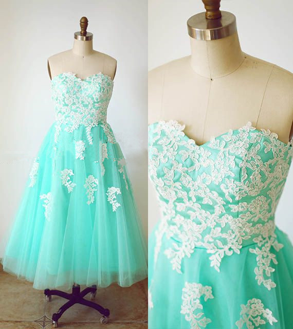 Custom Sweetheart Turquoise Short Tulle Lace Prom Dresses Gowns 2016 , Formal Evening Dresses Gowns, Homecoming Graduation Cocktail Party