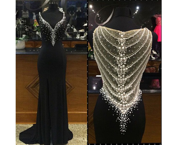 Custom Beaded Mermaid Prom Dresses, Black Prom Gowns, Dresses For Prom, Prom Dress 2016, Affordable Prom Dress, Junior Prom Dress,formal Evening